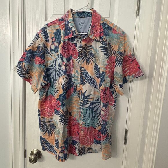 IZOD Saltwater Men’s XL Hawaiian Shirt Tropical Floral Short Sleeve Button Up - Picture 1 of 8